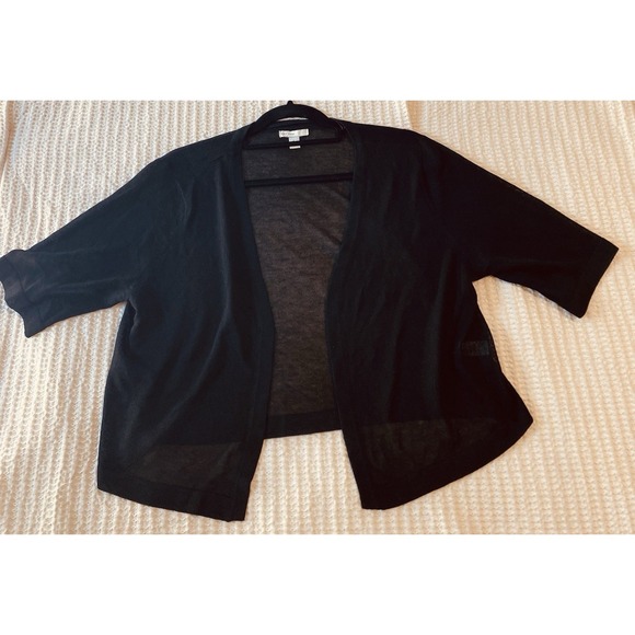 Cato EST 1946 Women's Large Short Sleeve Black Cardigan Lightweight Shirt Cover - Picture 1 of 5